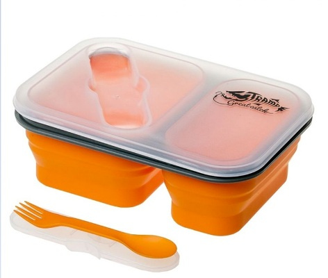 Контейнер Tramp силикон., 900мл, 2 отсека, с ловилкой