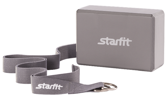Комплект для йоги StarFit (блок + ремень)