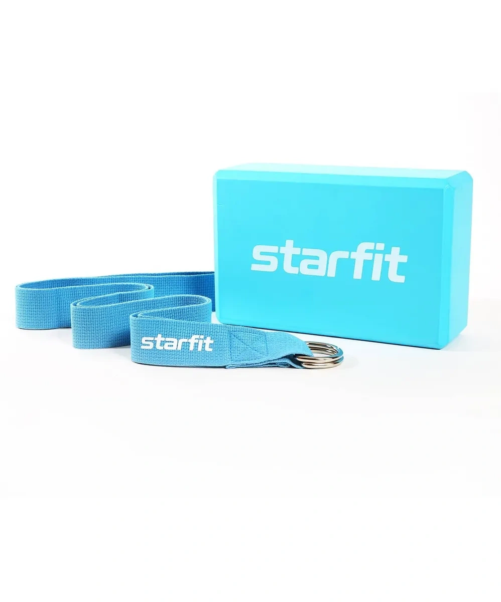 Комплект для йоги StarFit Core (блок + ремень)