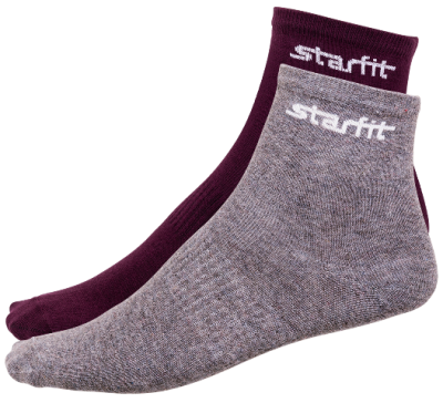 Носки средние StarFit, бордовый/ сер.меланж (2 пары)