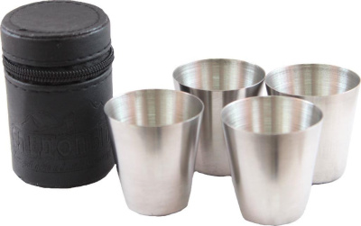 Рюмка Следопыт в кожаной тубе (4шт.)