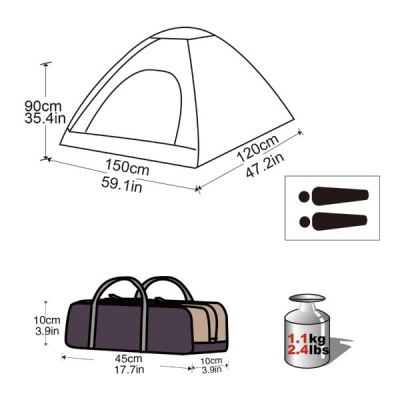 Палатка King Camp Dome Junior, 150x120x90, (green)